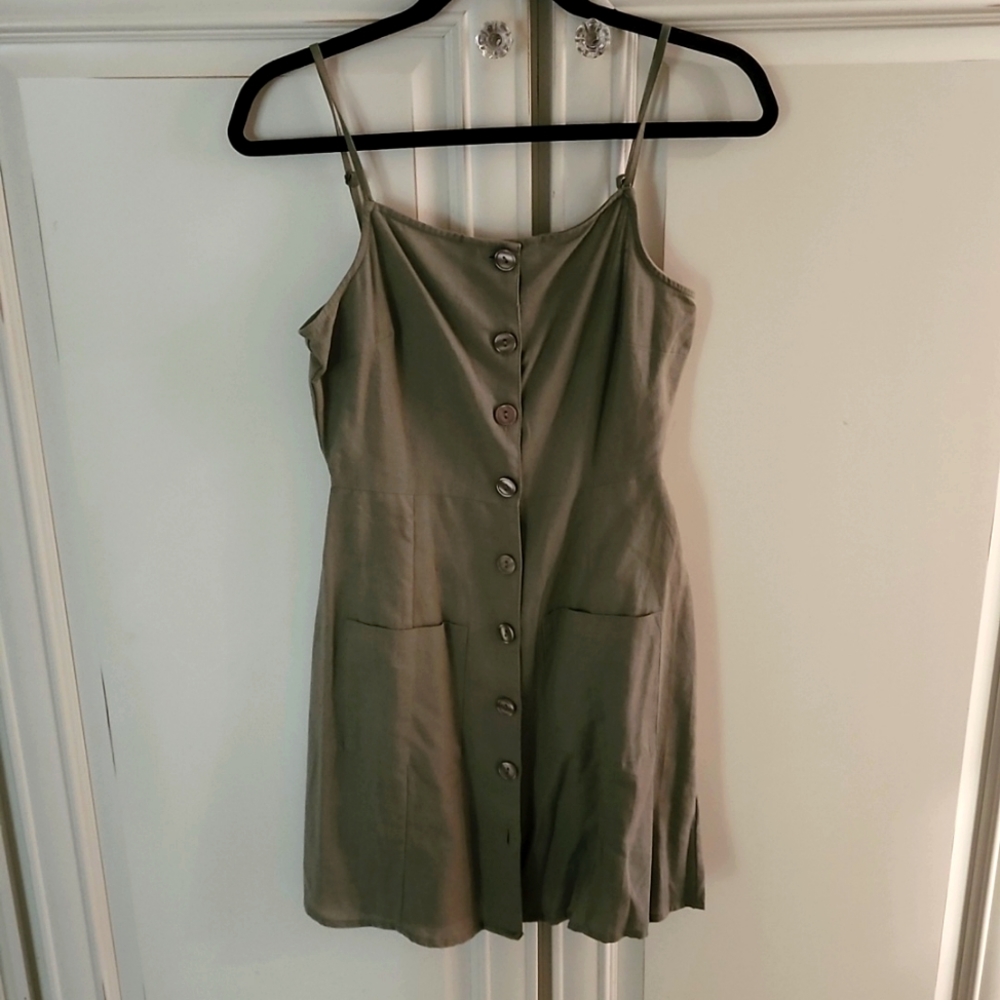 Asos green linen sun dress size 0